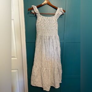 LOFT White and Gray Textured Sun Dress Women’s Size XS
